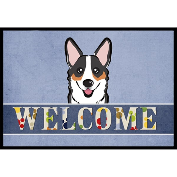 Carolines Treasures Tricolor Corgi Welcome Indoor & Outdoor Mat, 18 x 27 in. CA77382 - main